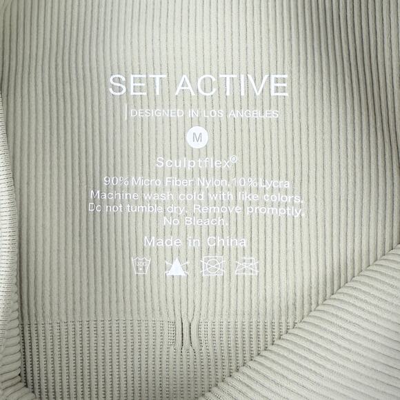 SET Active Sculptflex One Shoulder Brap Top Size Medium Oat Milk - Picture 3 of 5